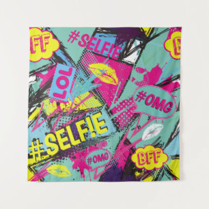 Abstract seamless pattern with Pop art comicspeech Tapestry