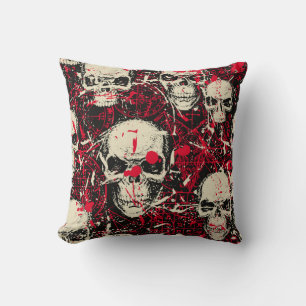 Abstract seamless pattern with sinister human skul cushion