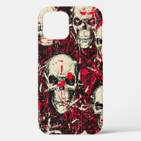 Abstract seamless pattern with sinister human skul