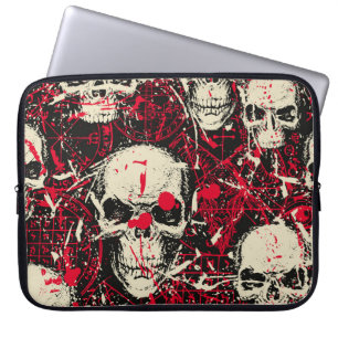 Abstract seamless pattern with sinister human skul laptop sleeve