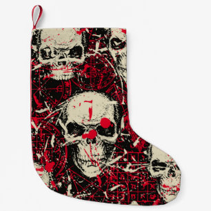 Abstract seamless pattern with sinister human skul small christmas stocking