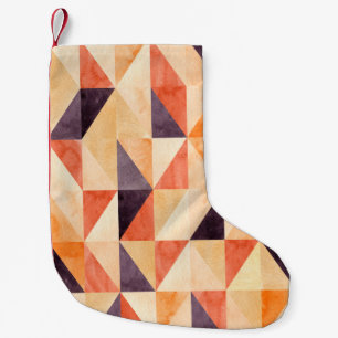 Abstract seamless pattern with triangular mosaic e small christmas stocking