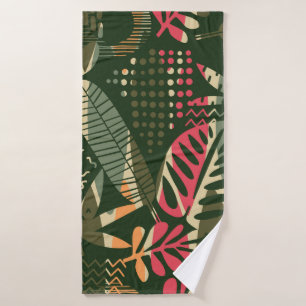 Abstract seamless pattern with tropical leaves. Ha Bath Towel