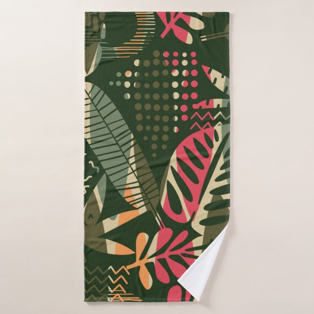 Abstract seamless pattern with tropical leaves. Ha Bath Towel (Bath Towel)