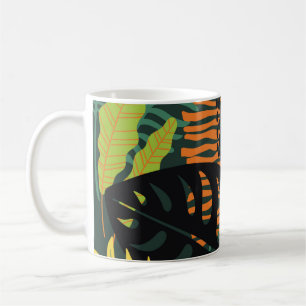 Abstract seamless pattern with tropical leaves. Ha Coffee Mug