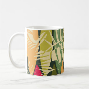 Abstract seamless pattern with tropical leaves. Ha Coffee Mug