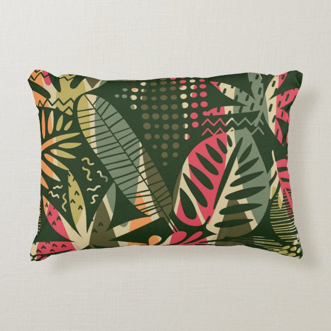Abstract seamless pattern with tropical leaves. Ha Decorative Cushion (Front)