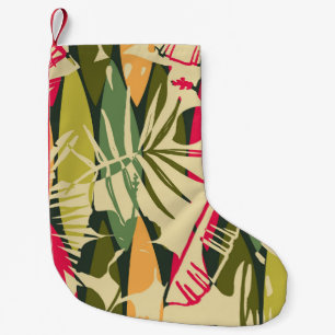 Abstract seamless pattern with tropical leaves. Ha Small Christmas Stocking