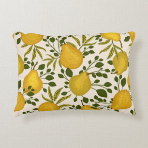 Abstract seamless pattern with yellow pears and le decorative cushion