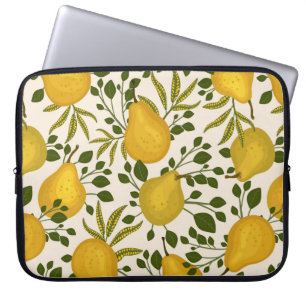 Abstract seamless pattern with yellow pears and le laptop sleeve