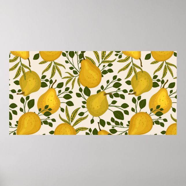 Abstract seamless pattern with yellow pears and le poster (Front)