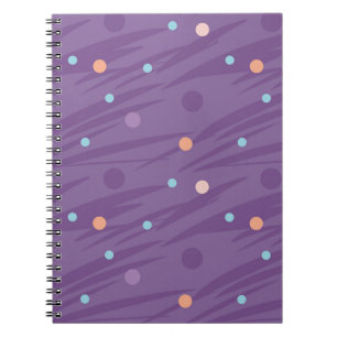 Abstract seamless purple pattern with circles and notebook