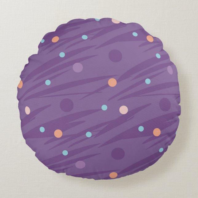 Abstract seamless purple pattern with circles and  round cushion (Front)