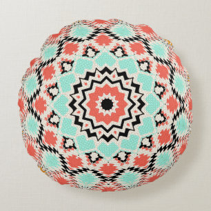 Abstract seamless round mandala mosaic tile kaleid cushion