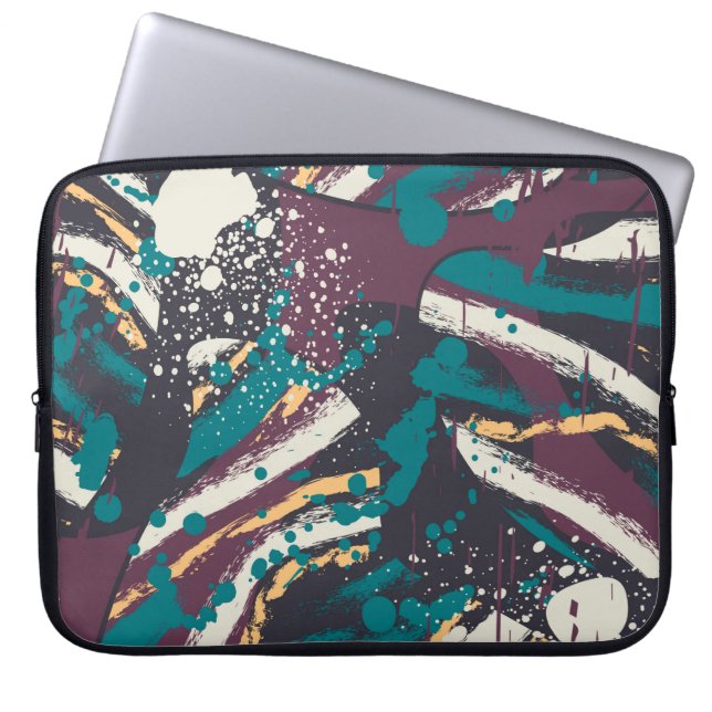 Abstract seamless stylish pattern with grunge elem laptop sleeve (Front)