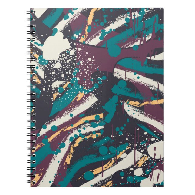 Abstract seamless stylish pattern with grunge elem notebook (Front)