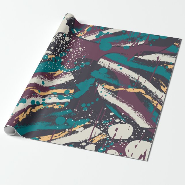 Abstract seamless stylish pattern with grunge elem wrapping paper (Unrolled)