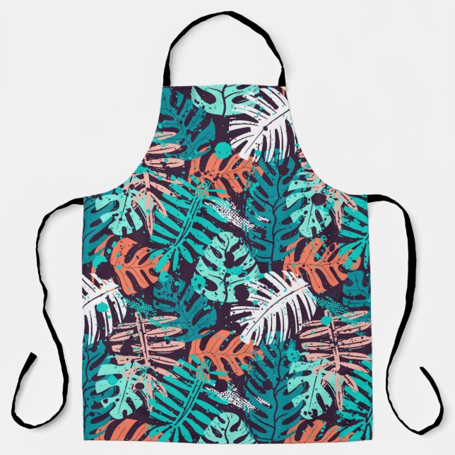Abstract seamless tropical leaves pattern. Creativ Apron (Front)