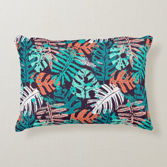 Abstract seamless tropical leaves pattern. Creativ Decorative Cushion (Front)