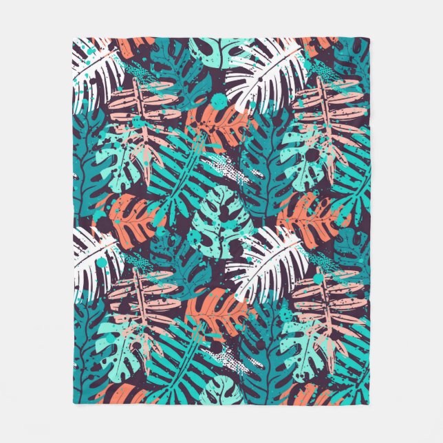 Abstract seamless tropical leaves pattern. Creativ Fleece Blanket (Front)