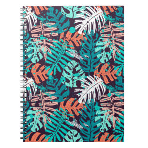 Abstract seamless tropical leaves pattern. Creativ Notebook