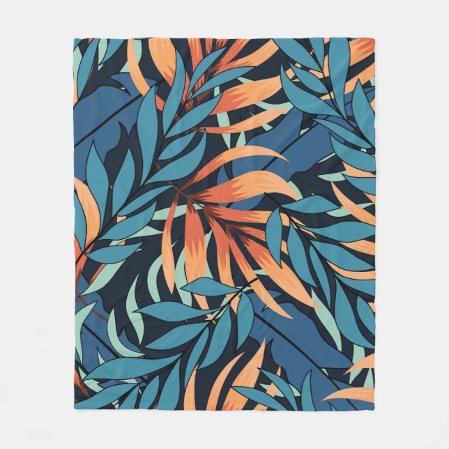Abstract seamless tropical pattern with pastel pla fleece blanket (Front)
