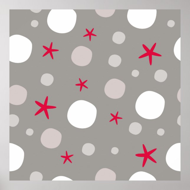 Abstract seamless vintage pattern on grey backgrou poster (Front)