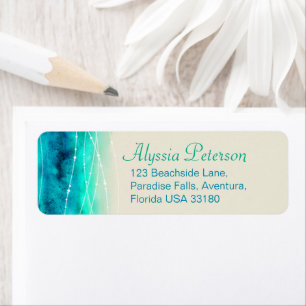 Abstract seas wedding return reply address label
