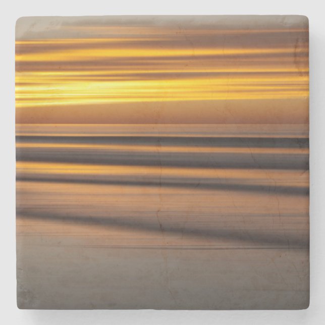 Abstract seascape at sunset, CA Stone Coaster (Front)