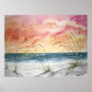abstract seascape beach painting poster print