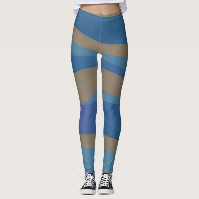 Abstract Seascape Fractured Waves 12 Leggings (Front)
