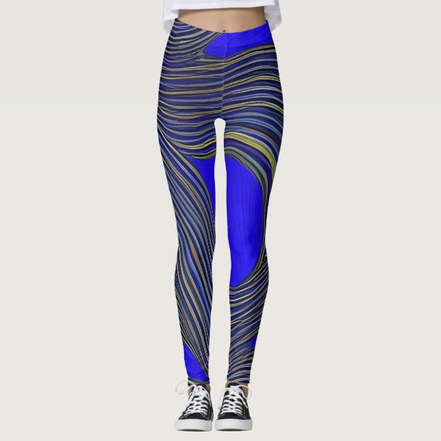 Abstract Seascape Fractured Waves 18 Leggings (Front)