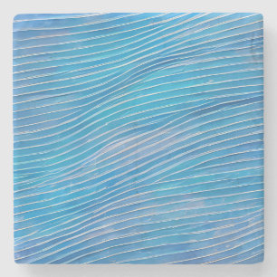 Abstract Seascape Fractured Waves 21 Stone Coaster