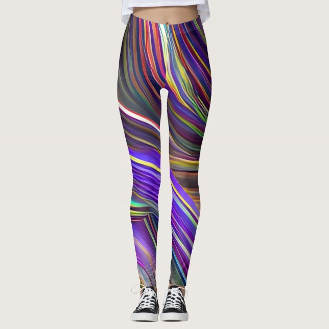 Abstract Seascape Fractured Waves 24 Leggings (Front)