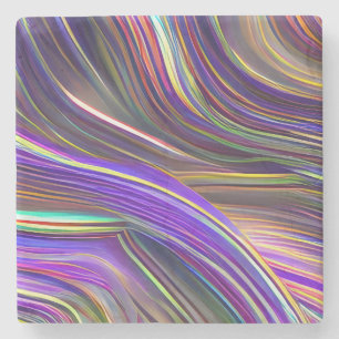 Abstract Seascape Fractured Waves 24 Stone Coaster