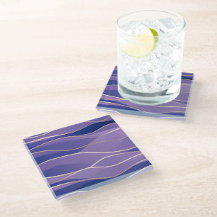 Abstract Seascape Fractured Waves 26 Glass Coaster