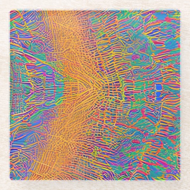 Abstract Seascape Fractured Waves 27 Glass Coaster (Front)