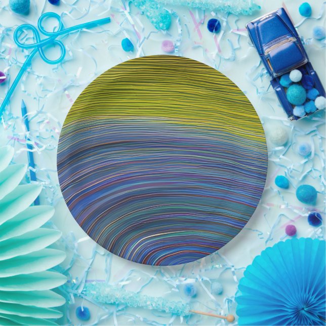 Abstract Seascape Fractured Waves 34 Paper Plate (Party)