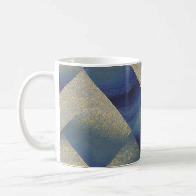 Abstract Seascape Fractured Zig Zag Waves 09 Coffee Mug (Left)
