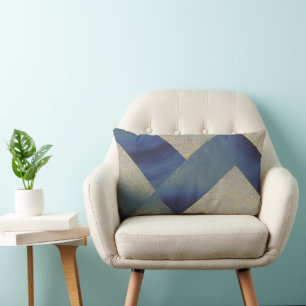 Abstract Seascape Fractured Zig Zag Waves 09 Lumbar Cushion