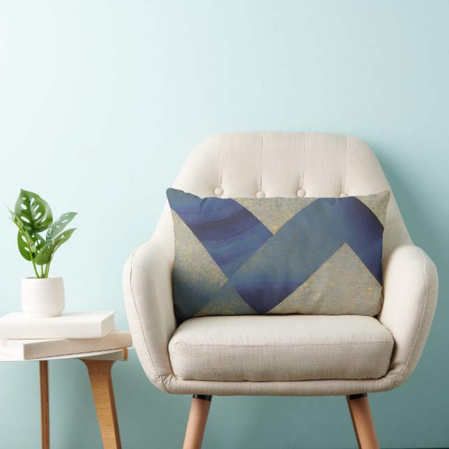 Abstract Seascape Fractured Zig Zag Waves 09 Lumbar Cushion (Chair)