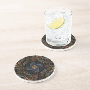 Abstract Seashells Coaster