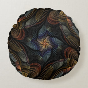 Abstract Seashells Round Cushion