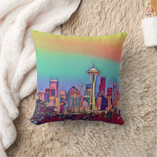 Abstract Seattle Skyline Cushion