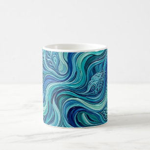 Abstract Seed Pod Ocean Blue Melting Coffee Mug