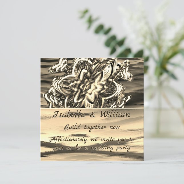 Abstract sepia flower, shiny tones to dark traces  invitation (Standing Front)
