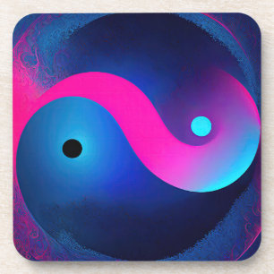 Abstract Serenity: Yin Yang in Pink & Blues Coaster
