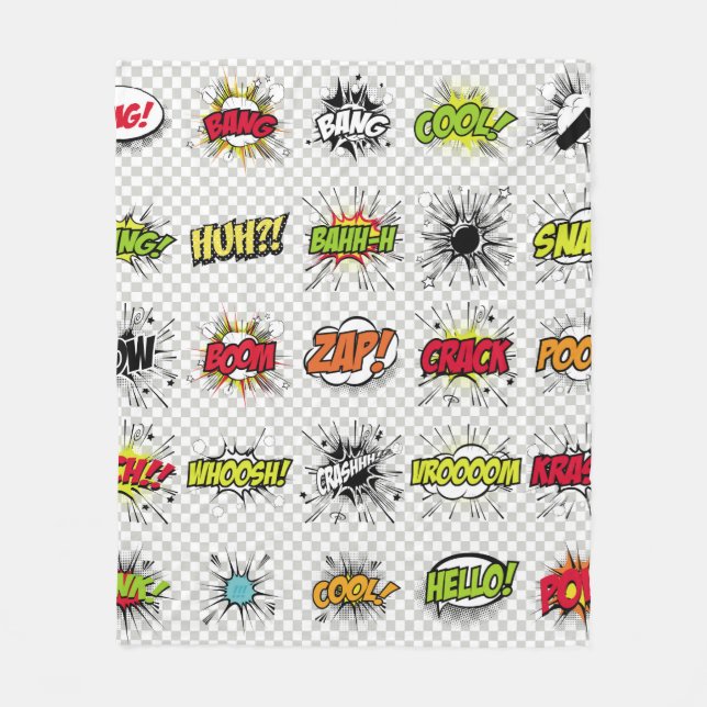 abstract set of pop art objects on a special backg fleece blanket (Front)