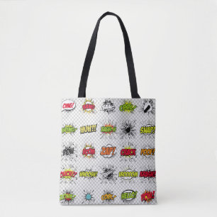 abstract set of pop art objects on a special backg tote bag