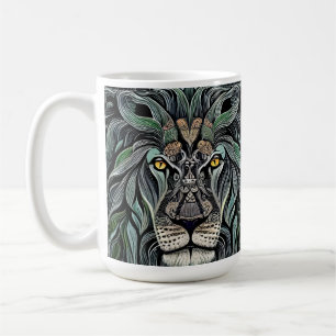 Abstract Shabby Chic King Lion Coffee Mug